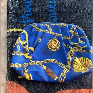 Estes Lauder Blue & Gold Chain Design Clutch